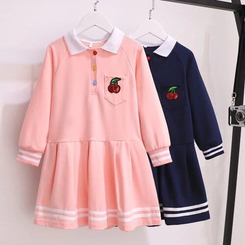 Cotton Long Sleeve Children Dresses for Girls Clothes Spring Autumn Preppy Style Teen Dress Leisure New Year Robe Vestidos