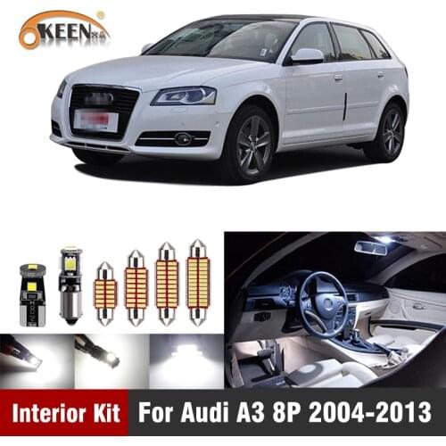 12Pcs For Audi A3 8P 2004-2013 Car Led Interior Lighting Light Kit White Canbus Dome Reading Door Lights Bulbs