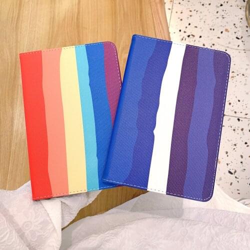 Colourful Lines Rainbow Tablet Protective Case For iPad Air 1 2 3 Mini 4 5 Pro 2017 2018 2020 12.9 Cover With Pencil Holder