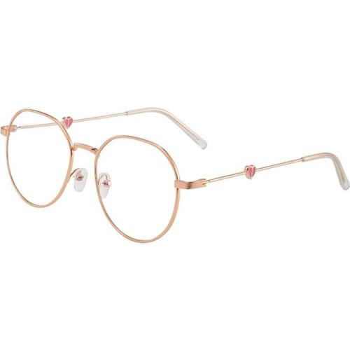 Round Big Frame for Girls Bachelors Nearsighted Mirror Peach Heart Decoration Flat Mirror Anti-blue Light Anteojos Miopes