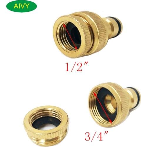 1 Pcs 1/2" 3/4" Faucet Connector Brass Female Threaded Connector Adapter for Quick Connection of Garden Hose or Washing Machine