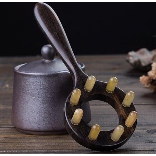 Natural Yellow Horn Comb Body Scraping Massage Comb Wide Tooth Head Hair Meridian Massage Comb Anti-Static Comb Health Care