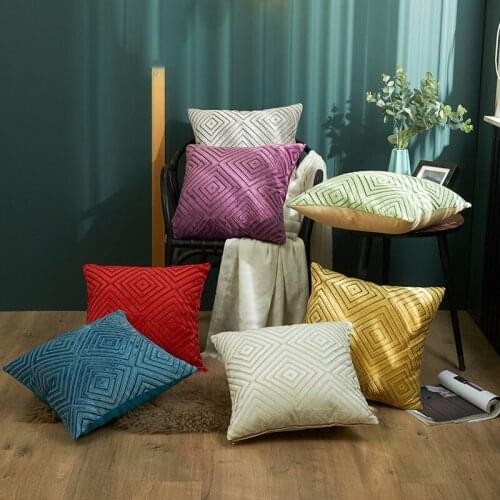 3D Geometry Flocking Stripe Pillow Cover Sofa Couch Car Cushion Cover Pillow Case Cover Pillowcase Pillowcover Home Decoration