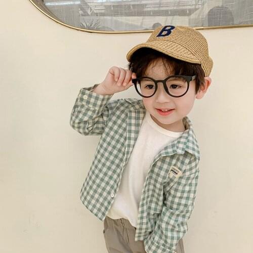 2021 New Children Plaid Casual Clothing Kids Boys Cotton Fashion Spring Shirt Brief, #9365