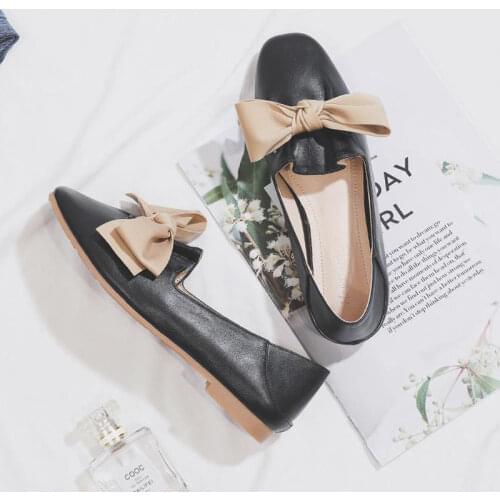 2021 Summer Fashion Casual PU Square Toe Butterfly Boe Women Flat Shoes Plus Size 41 42 43