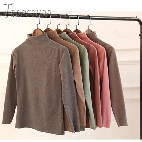 2019 Autumn Winter Lining With Fluff Women Bottoming Shirt Multi Colors Can Choose Female Tee Shirts