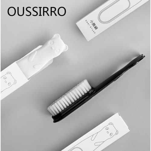 19.5x2.8cm Black White Bear Plastic Small Brush Soft Fur Clean Shoes brush Laundry Brush Clothes Brush Bathroom Scrub