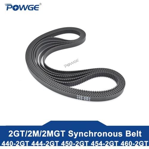 POWGE 2MGT 2M 2GT Synchronous Timing belt Pitch length 440/444/450/454/460 width 6/9mm Teeth 220 222 225 227 230 GT3 closed-loop
