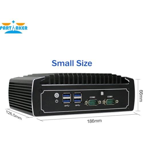 Partaker I28 Fanless Mini Computer 8th Generation Intel Core i5 8250u 4k Mini PC Dual Nic Barebone Nvidia PCs with SIM Card Slot