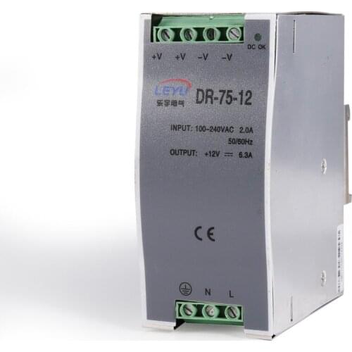 Industrial DIN Rail Power LEYU DR-75-24 Single Output 24V 3.2A switching power Supply