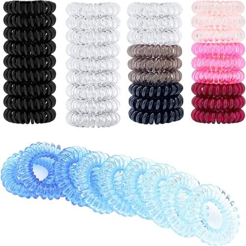 9 Pcs Spiral Hair Ties for Women Hair Accessories Girls Rubber Hair Bands Gum Phone Cord Hair Coils Black Hair Ring Band 2021