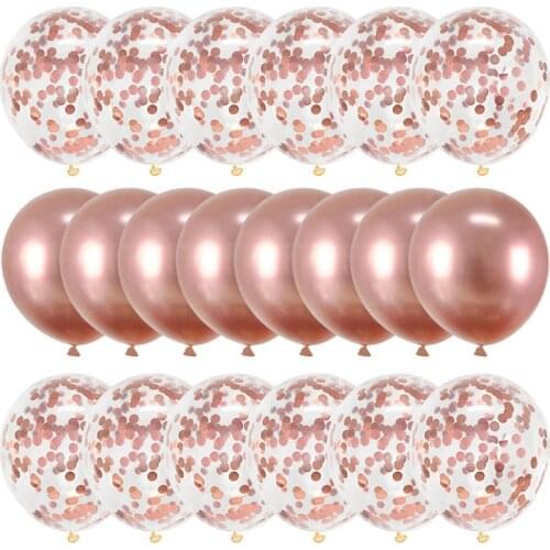 20Pcs Rose Gold Balloon Set Confetti Metallic Balloons Birthday Party Wedding Decoration Anniversary Globals Baby Shower Balloon