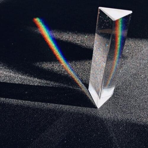 Triangular Prism 25*25*80MM Optical Prisms Glass Physics Teaching Refracted Light Spectrum Rainbow Students Teaching Equipment