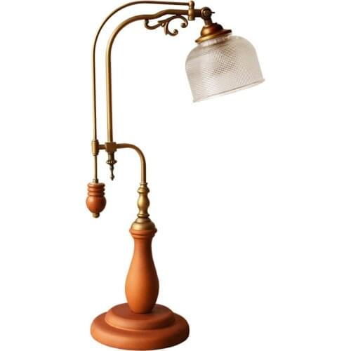 American Deco Wood Vintage Table Lamps Bedroom Bedside Retro Solid Wood Study Reading Table Lights Living Room Desk Fixtures