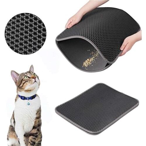 XS-L Waterproof Cat Litter Mat Pad Black Cats Litter Trapper Double Layer Nonslip EVA Protect Floor Feeding Mats dog blanket