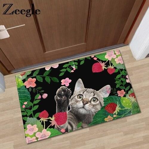 Zeegle Cat Doormats Welcome Entrance Mats Anti-slip Kids Bedroom Carpets Bedside Mats Anti-slip Bathroom Mats Kitchen Area Rug
