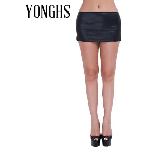 Womens Erotic Lingerie Sex Costume Wetlook Mini Skirts with G-string Thong Underwear Sexy Underwear Exotic Costume