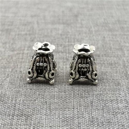 2 Pieces 925 Sterling Silver Double Bead Cone Spacer Caps for Bracelet