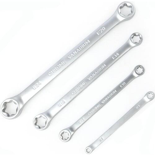 4pcs/set E6-E24 Torx Wrenches Double End E-type Ring Box Spanner Universal CR-V Plum Socket Wrench Set Auto Repair Tools