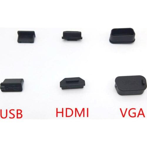 5/20/50/100PCS Protective USB HDMI VGA Port Cover Anti-Dust Black PVC Rubber Waterproof Plug