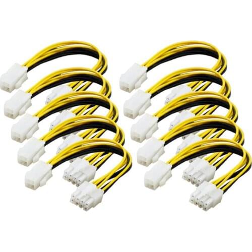 5pcs 10pcs 4 Pin Male to 8 Pin Female CPU Power Converter Cable Lead Adapter 4Pin to 8pin computer Connector Extension Cable