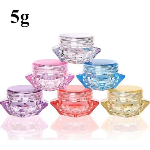 5Pcs 5g Portable Refillable Bottles Plastic Empty Makeup Jar Pot Travel Face Cream/Lotion/Cosmetic Container 6 Colors