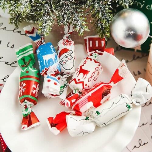 500PCS/lot Christmas Pattern Candy Wrapping Paper For Xmas Party Children Gift Packaging Supplies