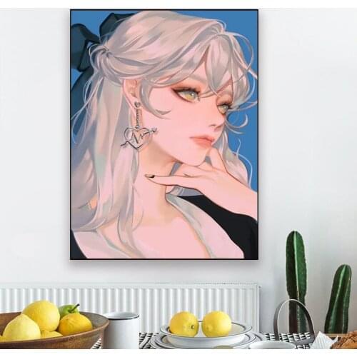 5D DIY Pretty Girl Portrait Diamond Painting Full Square/round Diamond Embroidery Suit Background Wall Decoration
