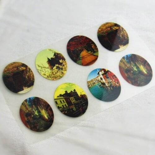 8Pcs Landscape Offset Press Iron-on Patches for Clothing Offset PET Transfer DIY Scrapbooking Materails Iron-on Patches 3x4cm