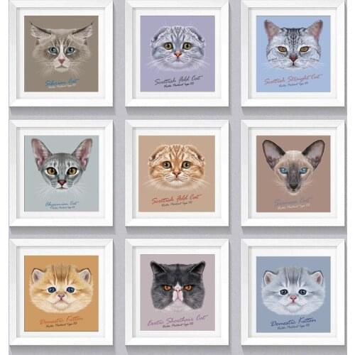 No frame cartoon cute cat head scenery canvas printings oil painting printed on canvas modern home wall art decoration pictures