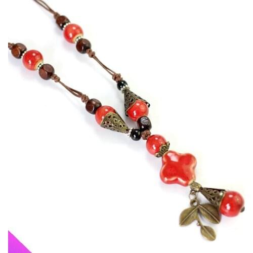 Ceramic beads all-match sweater chain ceramic necklace ladies girl fashion wax rope necklace 3 model 2021 new