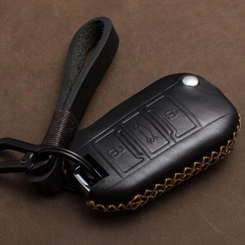 Genuine leather car key cover bag fob case for Peugeot 3008 208 308 508 408 2008 307 4008 key chain car styling Accessories