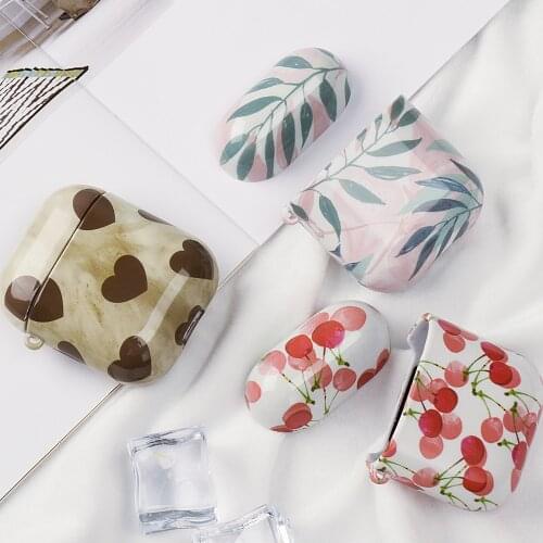 Bluetooth Earphone Case For Apple Airpods 1 2 Coque Shockproof Protection Bags Cover Cherry Pattern Water Paste Box Shell Funda