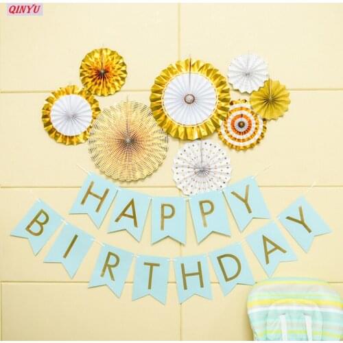 Birthday Party Decoration Wall Banner Happy Birthday Hot Stamping Letter Flag Banner Birthday Greeting Fishtail Hanging Flag 7z