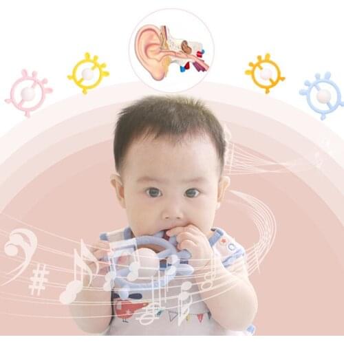 Baby Animal Shape Teether Toddler Food Grade Silicone Teething Toys With Rattle Baby Musical Hand Grasping Appease Rattle Toy