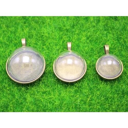 DIY Bronze Pendant with Glass Dome Terrarium 1/2 Globe Bottle 30mm 25mm 20mm