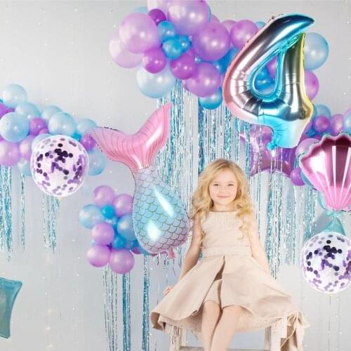 Fengrise The Little Mermaid Balloon Happy Birthday Party Decoration Kids Mermaid Birthday Party Favor Baby Shower Party Gifts