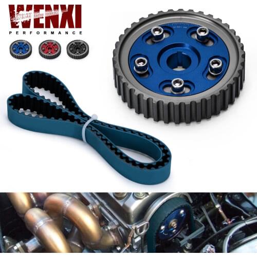 HNBR Racing Timing Belt BLUE + Aluminum Cam Gear Blue FOR 92-00 Civic D16Z D16Y WX-TB1002B+6542B