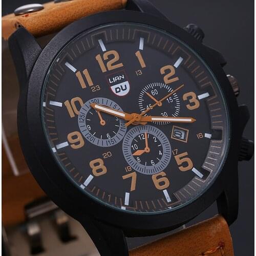 Classic Men Watch 2021 Military Sport Stainless Steel Waterproof Quartz Wristwatches Luxury Date Leather Sport Quartz Watch