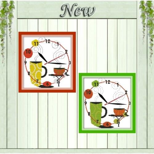 Coffee Language shop clock decor paintings counted printed on canvas DMC 11CT 14CT Cross Stitch kits Needlework Sets Embroidery