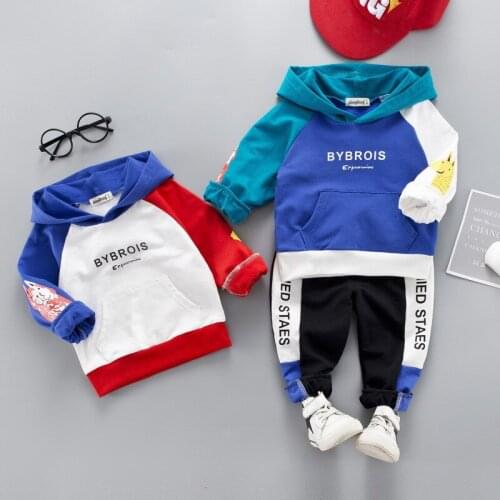 0-4 years High quality boy girl clothing set 2019 new spring active patchwork kid suit children baby clothing Hoodies+pant 2pcs