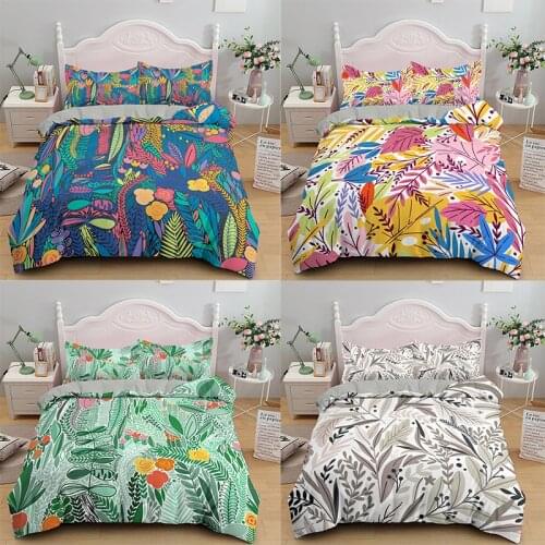 Tropical Leaf Floral Duvet Cover Sets Nordic Style Bedding Set Comforter Quilt Covers And Pillowcase Euro Size
