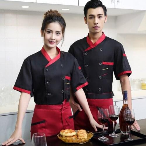 Summer Hotel Chef Wear Short Sleeved Men and Women Chef Jacjet Adult Work Clothing Bakers Wear Short Sleeved B-5975