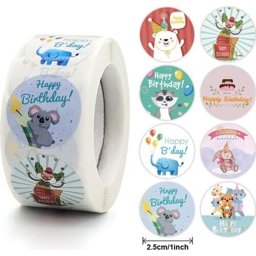 Cute Happy Birthday 100-500pcs Stickers Birthday Gift Decoration Tag Sealing Label Kids Toys Gift Package Scrapbooking Stickers