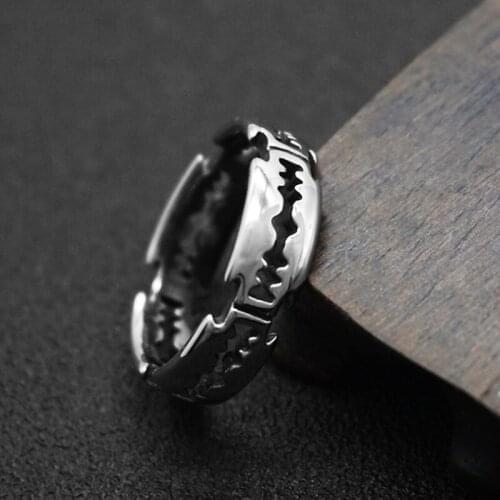 Fashion Creative Geometric Design Blade Shape Opening Adjustable Ring Simple Hip Hop Punk Trend Men’s Party Jewelry Gift