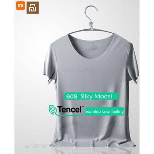 Xiaomi Mens 60 modal seamless cool feeling short-sleeved T-shirt round neck solid color breathable bottoming shirt