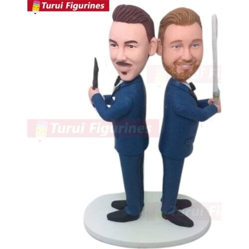 Gay Male Wedding Cake Topper Personalized Gay Wedding Cake Topper Figurine Gay Cake Topper Gay Male Wedding Gifts Gay Male Bobbl