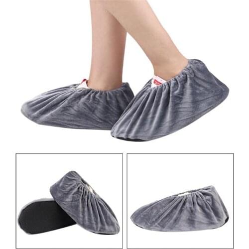 Newest Mrosaa 2 Pcs Flannel Overshoes Washable Reusable Non-Slip Shoe Covers Elasticity Dustproof Boot Overshoes