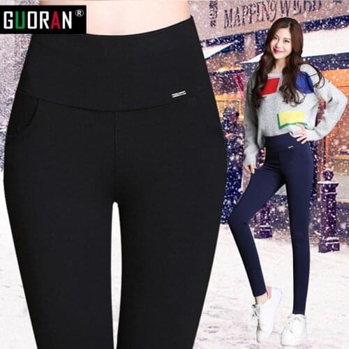 New 2016 Winter Black blue Plus Thick Velvet casual patchwork office Pencil Pants For Women Warm Trousers pantalones mujer