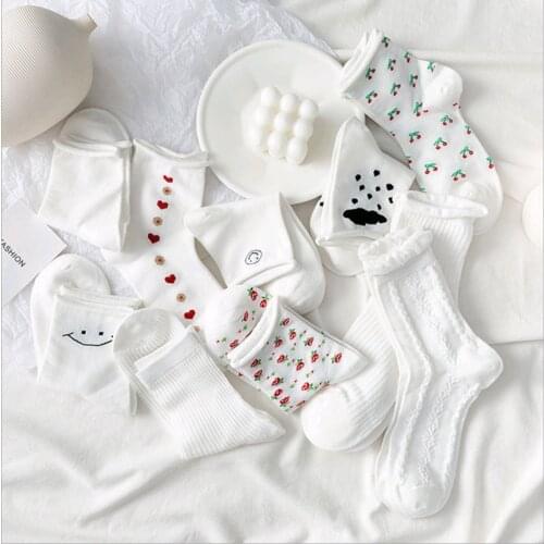 Japanese Lolita style solid color cotton cute girl various style bubble mouth tube socks